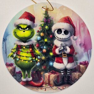 The Grinch and Jack Skellington Christmas Metal Ornament